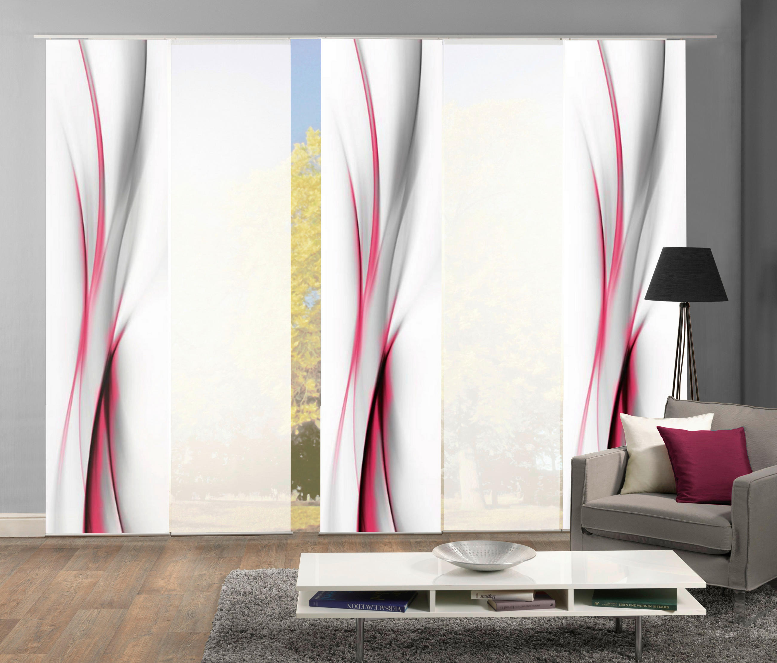 FLÄCHENVORHANG  5 Stück  halbtransparent   60/245 cm  - Rot, Design, Textil (60/245cm)