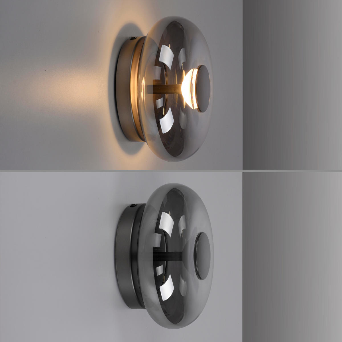 LED-WANDLEUCHTE SW POSH 22/22/11 cm   - Grau, Design, Glas/Kunststoff (22/22/11cm) - Schöner Wohnen