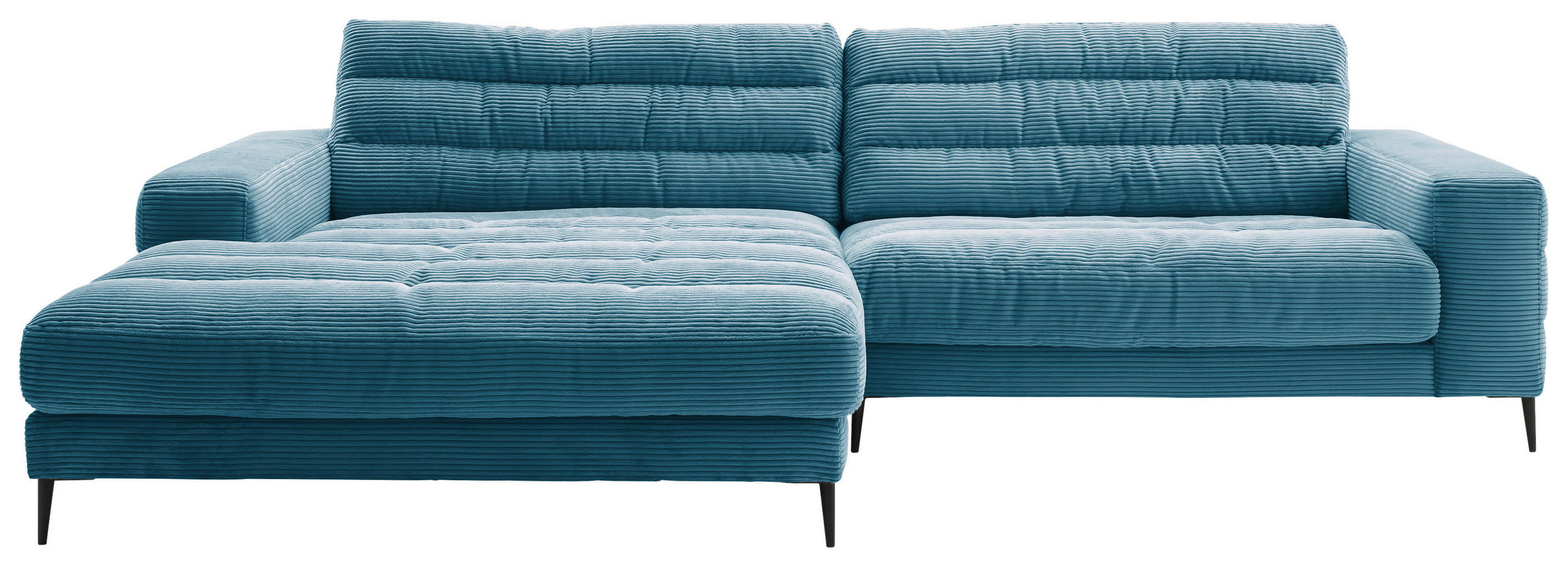 ECKSOFA Ottomane links  Petrol Cord  - Petrol/Schwarz, Design, Textil/Metall (207/296cm) - Dieter Knoll