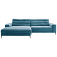 ECKSOFA Ottomane links  Petrol Cord  - Petrol/Schwarz, Design, Textil/Metall (207/296cm) - Dieter Knoll
