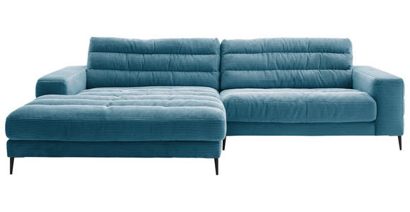 ECKSOFA Ottomane links  Petrol Cord  - Petrol/Schwarz, Design, Textil/Metall (207/296cm) - Dieter Knoll