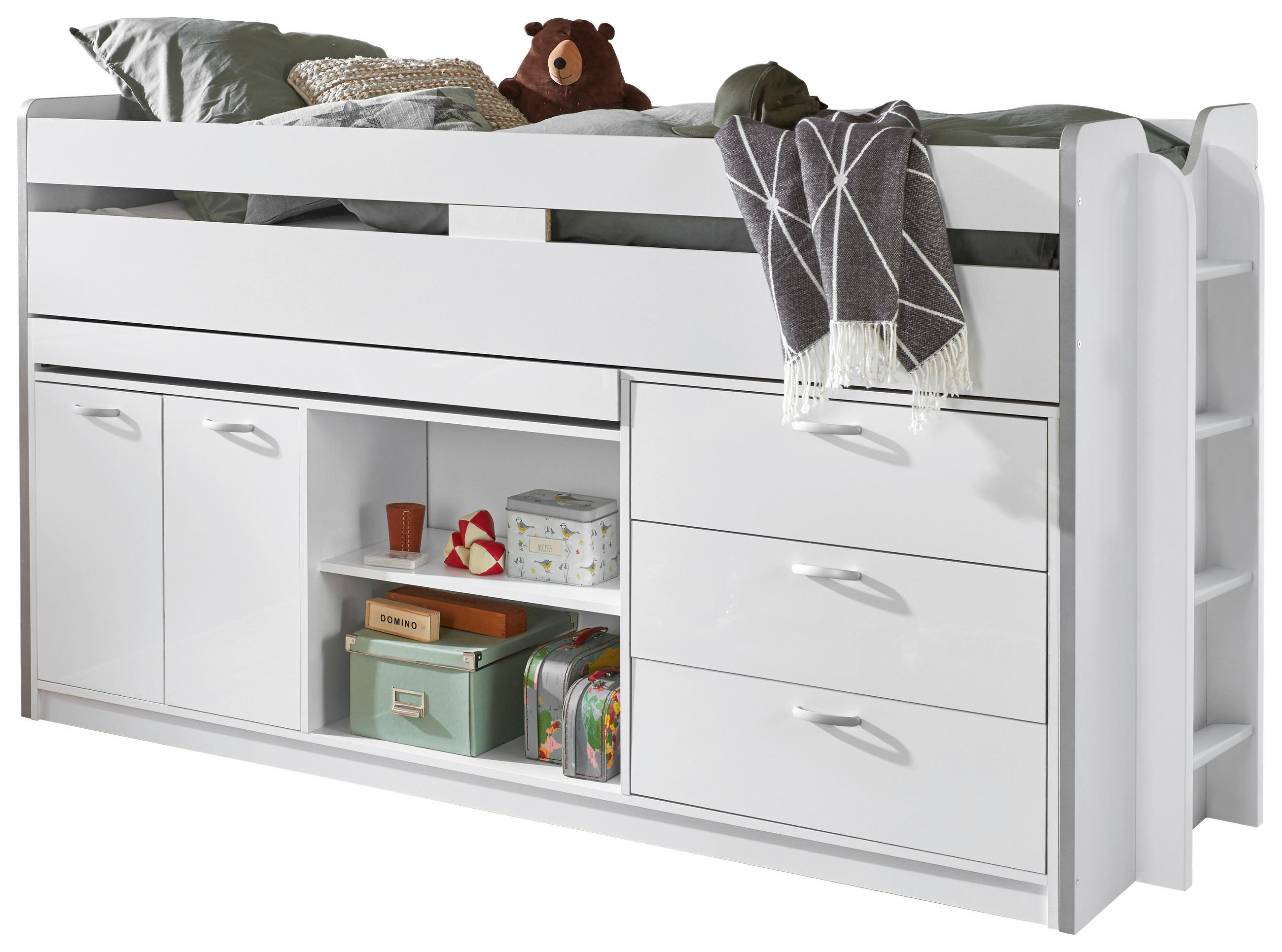 SREDNJE VISOKI KREVET bijela - bijela, Moderno, drvni materijal (90/200cm) - Livetastic