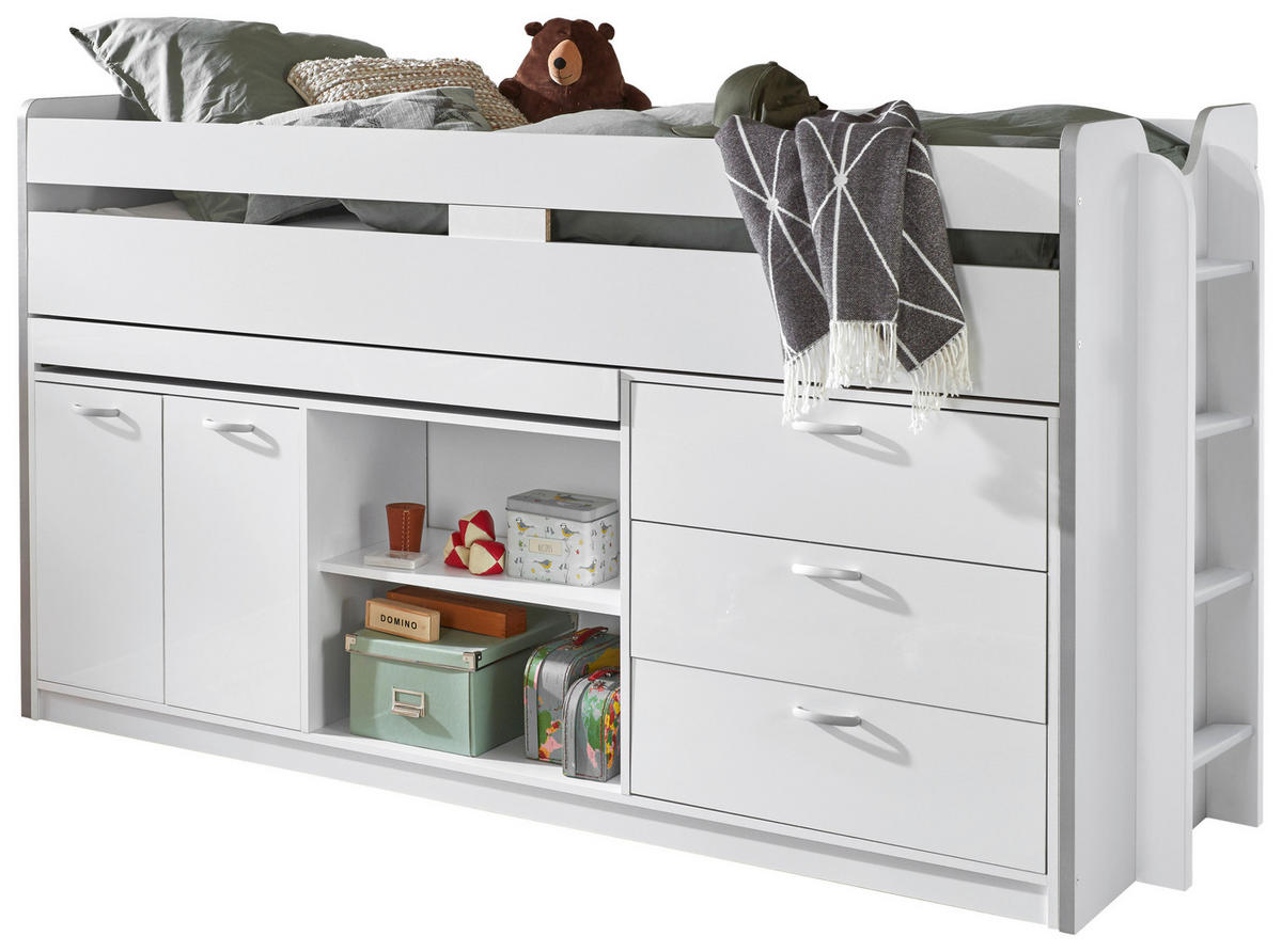 SREDNJE VISOKI KREVET  bijela   - bijela, Moderno, drvni materijal (90/200cm) - Livetastic