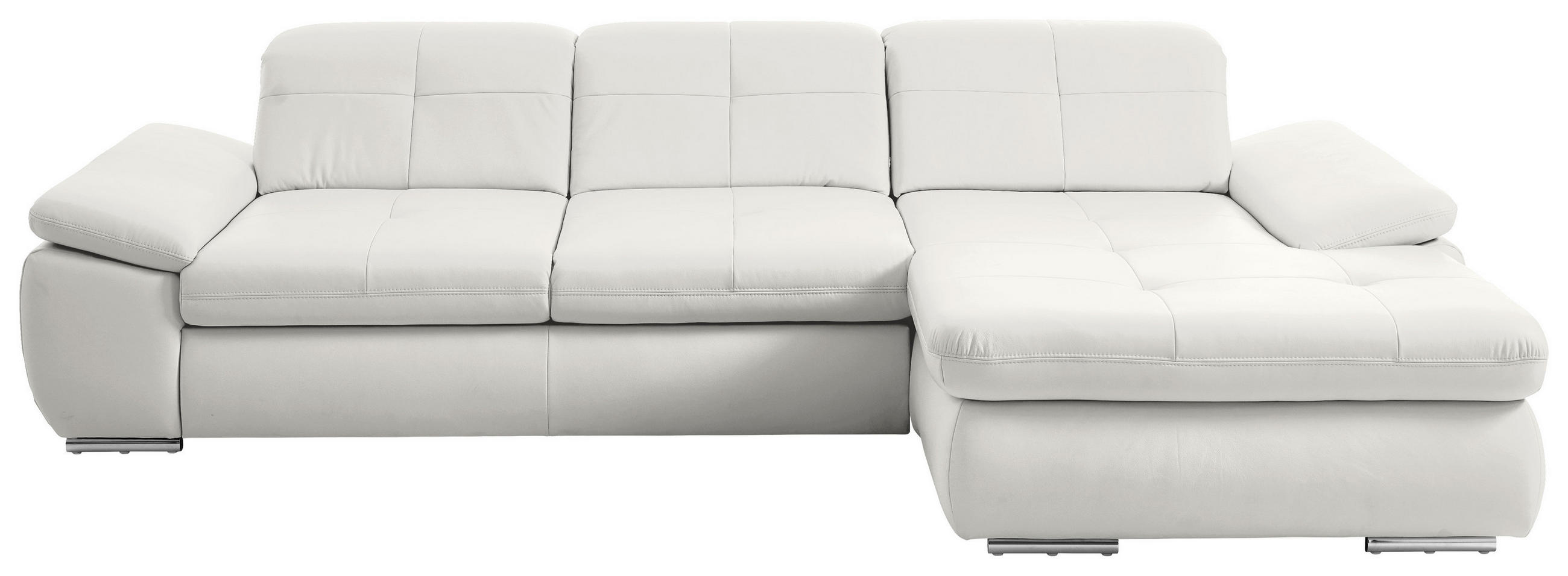 ECKSOFA in Echtleder Weiss  - Weiss/Edelstahlfarben, Design, Leder/Metall (325/195cm) - Beldomo Speed