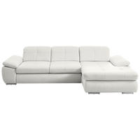 ECKSOFA in Echtleder Weiss  - Weiss/Edelstahlfarben, Design, Leder/Metall (325/195cm) - Beldomo Speed