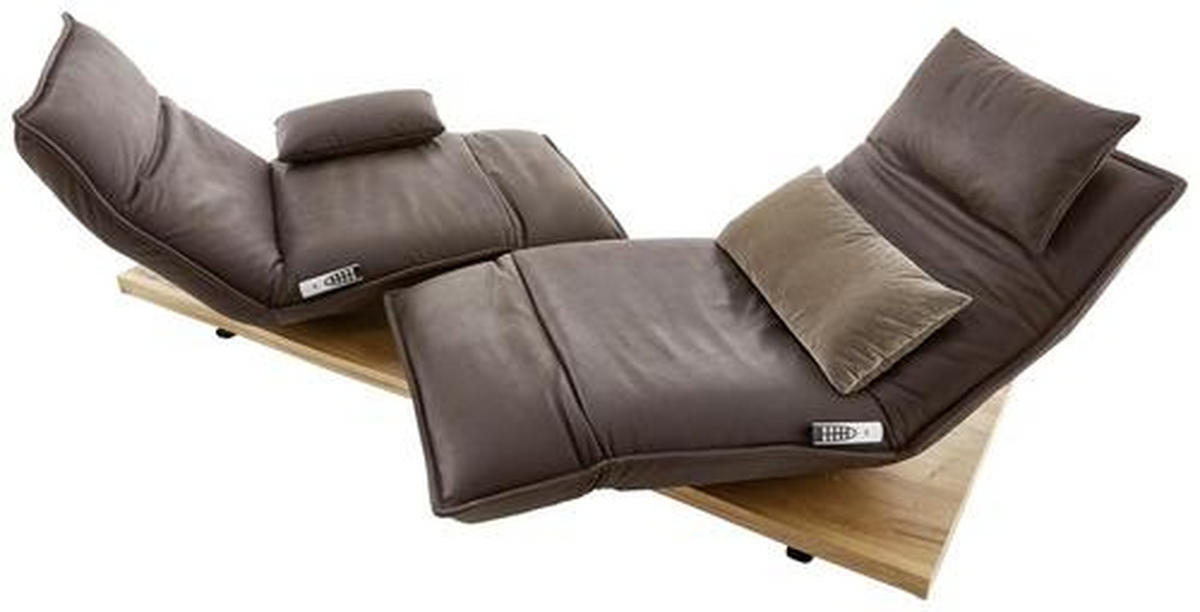 ZWEISITZER-SOFA mit Funktionen Dunkelbraun Echtleder  - Eichefarben/Dunkelbraun, Natur, Leder/Metall (240/63/115cm) - Koinor