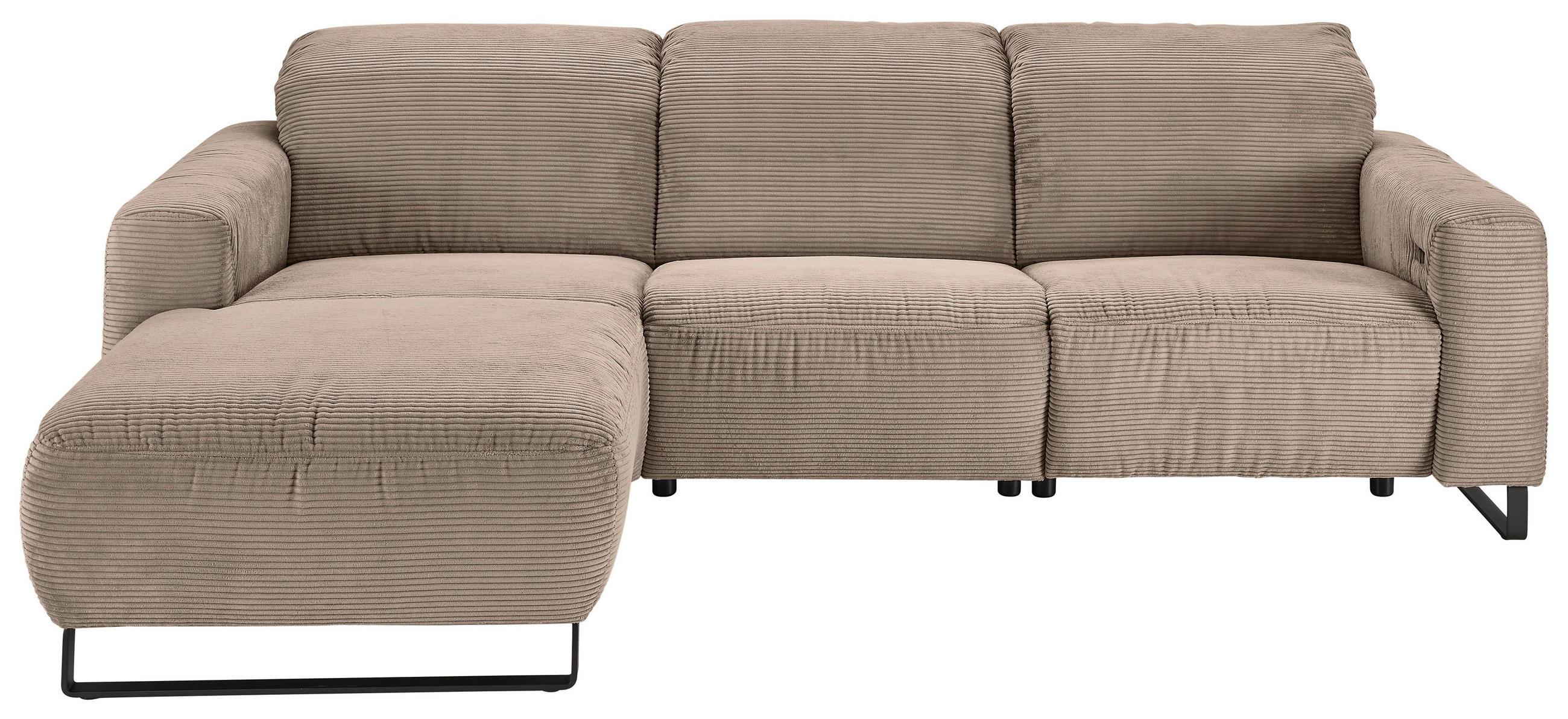 ECKSOFA in Cord Taupe  - Taupe/Schwarz, Konventionell, Textil/Metall (180/266cm) - Hom`in