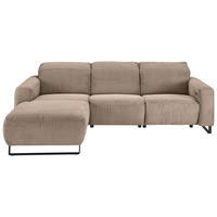 ECKSOFA in Cord Taupe  - Taupe/Schwarz, Konventionell, Textil/Metall (180/266cm) - Hom`in