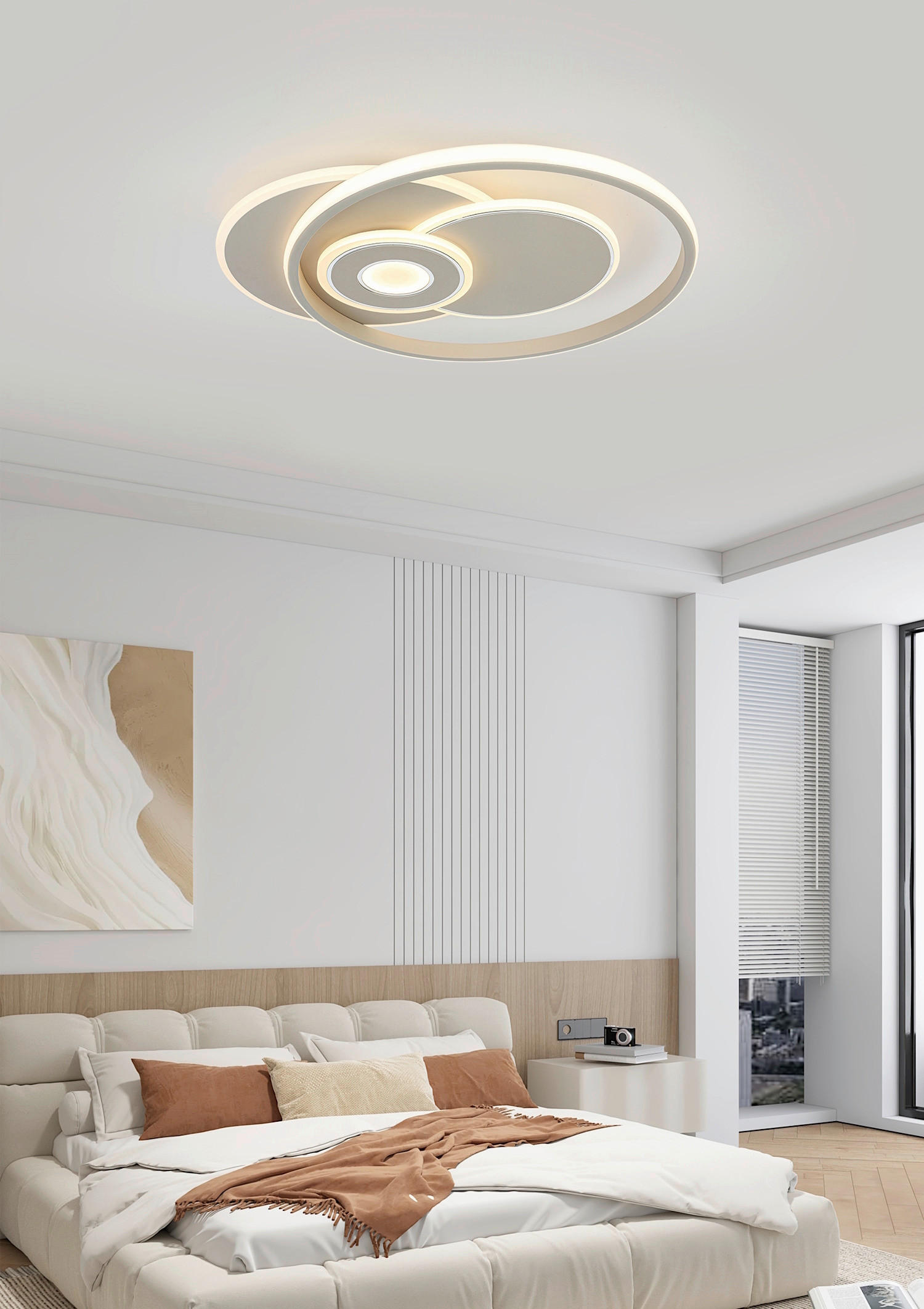 DECKENLEUCHTE 50/42,5/6,5 cm   - Sandfarben/Weiß, Trend, Kunststoff/Metall (50/42,5/6,5cm) - Novel