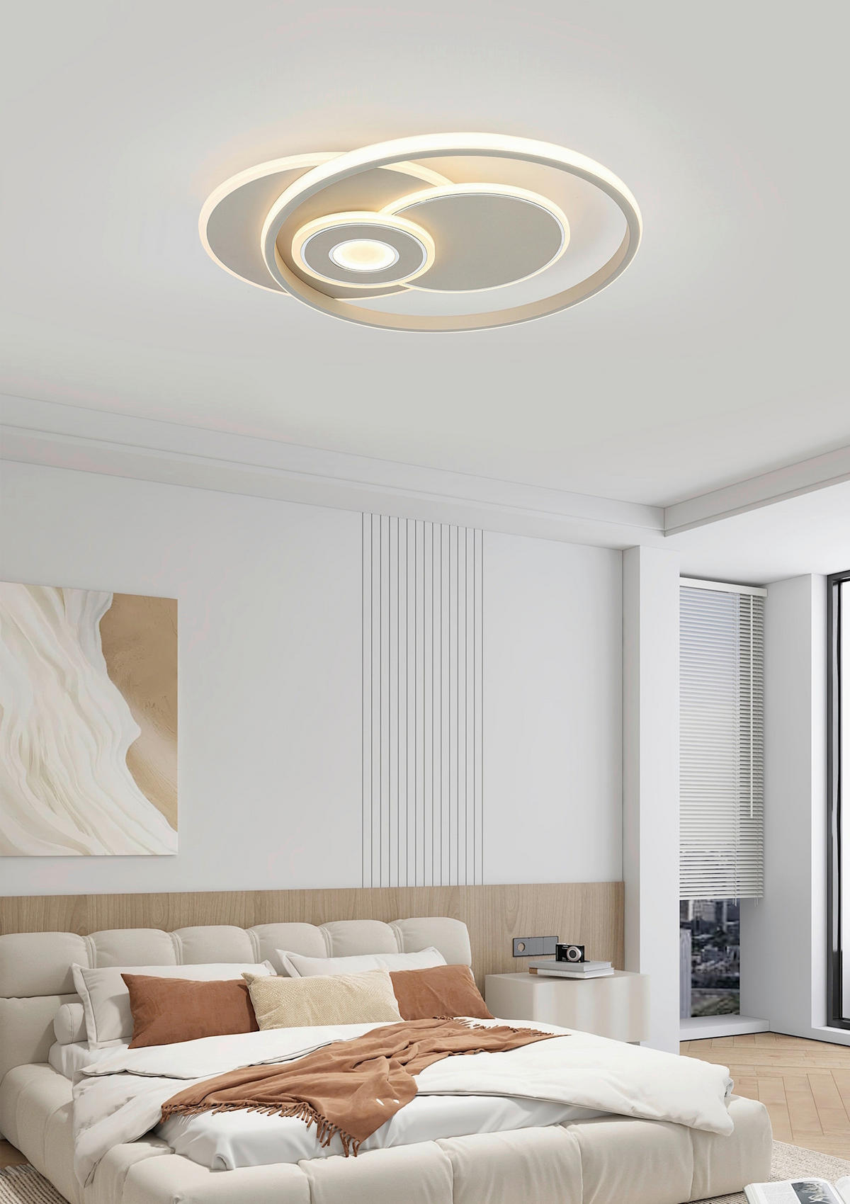 DECKENLEUCHTE 50/42,5/6,5 cm   - Sandfarben/Weiß, Trend, Kunststoff/Metall (50/42,5/6,5cm) - Novel