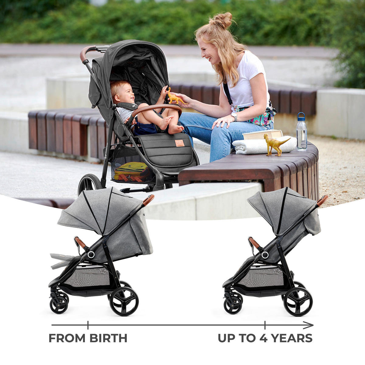 BUGGY Grande Plus  - Schwarz/Grau, Basics, Metall (57/106/95cm) - kinderkraft