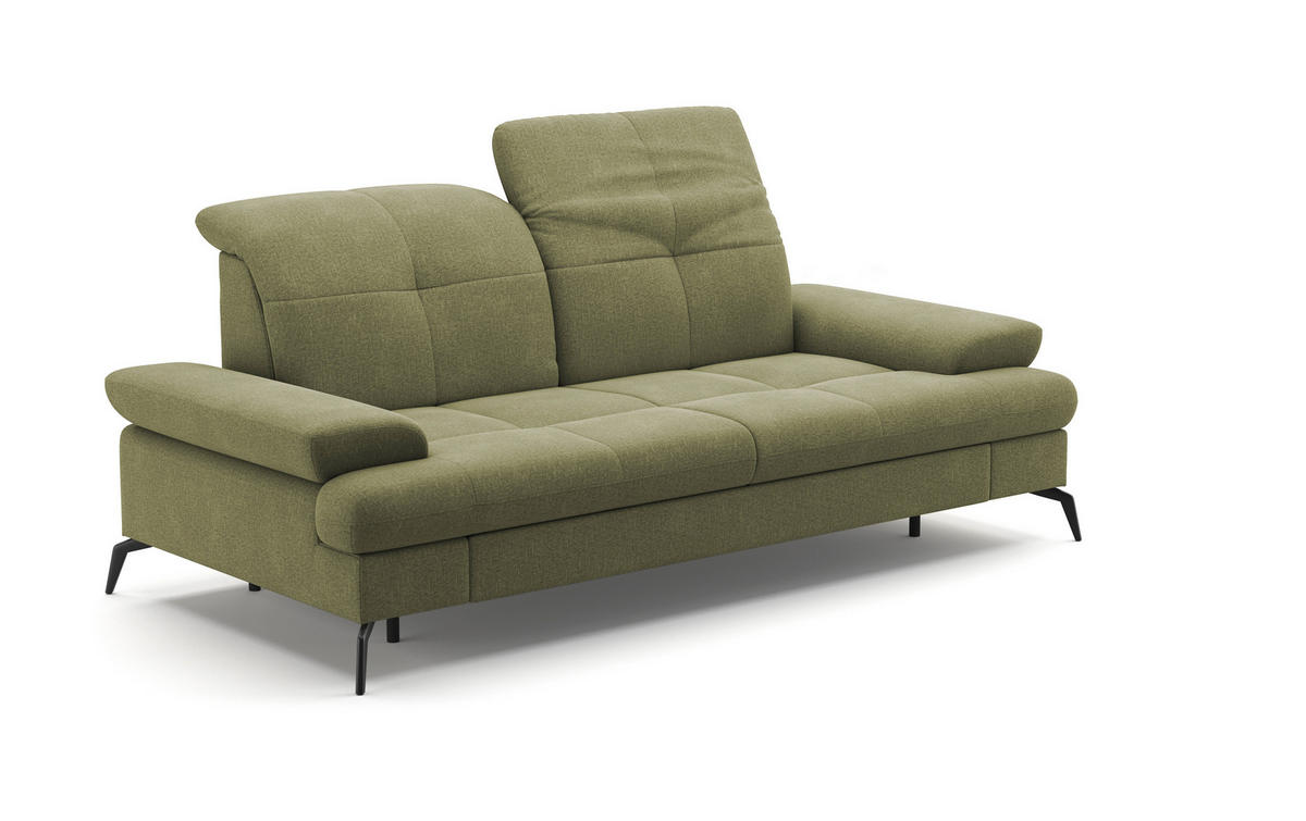 2,5-SITZER in Flachgewebe Hellgrün  - Schwarz/Hellgrün, Konventionell, Textil/Metall (202/90/122cm) - Sit & More
