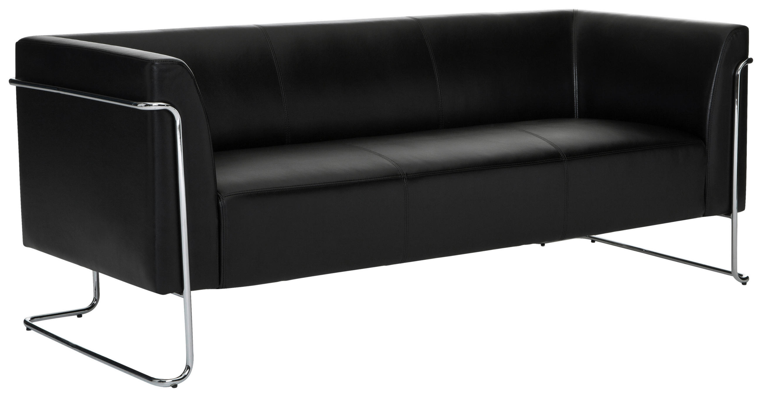 3-SITZER-SOFA Lederlook Schwarz - Silberfarben/Schwarz, MODERN, Textil/Metall (179/71/74cm) - MID.YOU