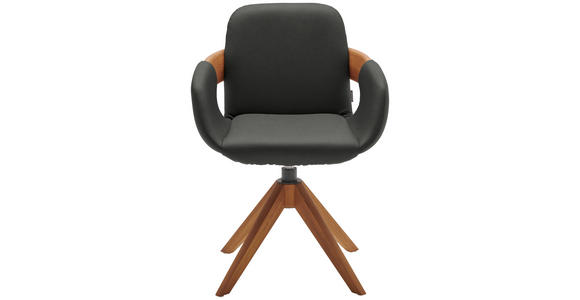 ARMLEHNSTUHL  Lederauswahl, Stoffauswahl, Typenauswahl, Sitzfläche 360° drehbar, automatische Rückholfunktion  Echtleder  - Eichefarben/Cognac, Natur, Leder/Holz (60/86/60cm) - Valnatura