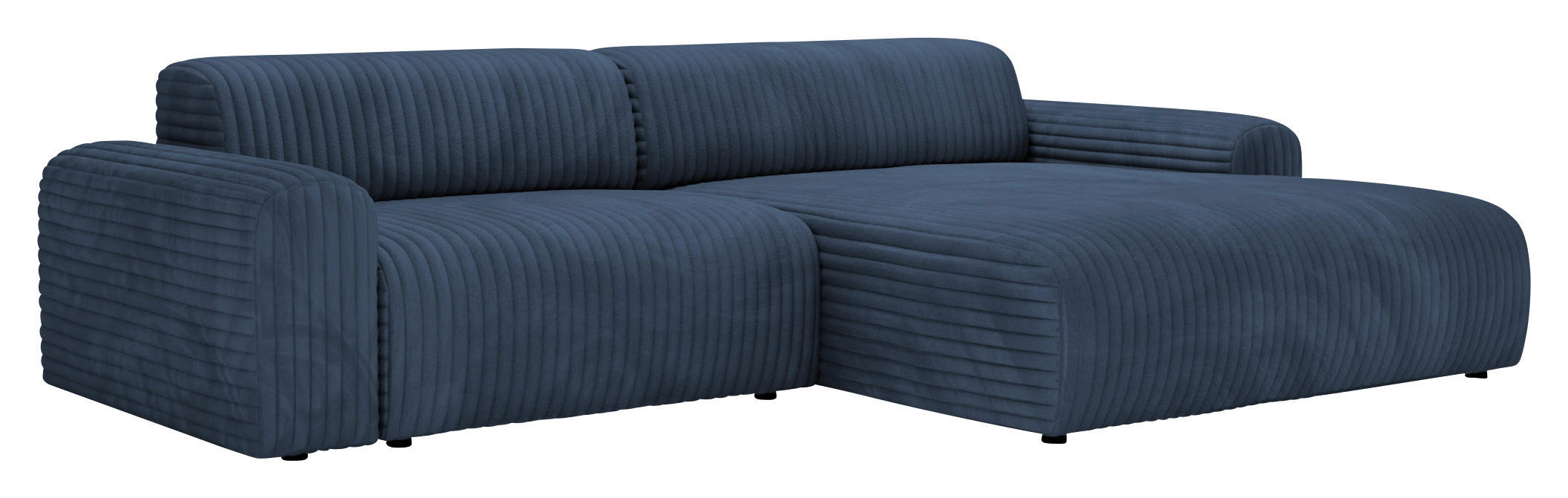 ECKSOFA in Cord Dunkelblau  - Schwarz/Dunkelblau, Design, Kunststoff/Textil (292/178cm) - Livetastic