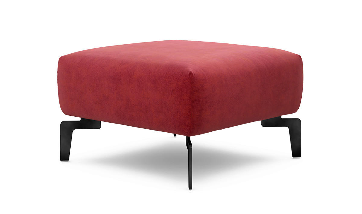 HOCKER Samt Rot  - Rot/Schwarz, Design, Textil/Metall (70/70/46cm) - SENSOO
