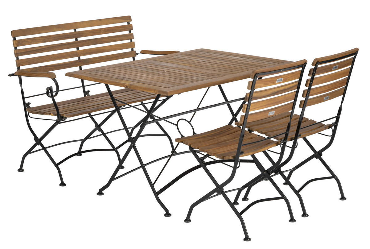 GARTENTISCHGRUPPE AkazieEisen ,[ ]} - Anthrazit/Akaziefarben, Basics, Holz/Metall (120/75/80cm) - Gardenson