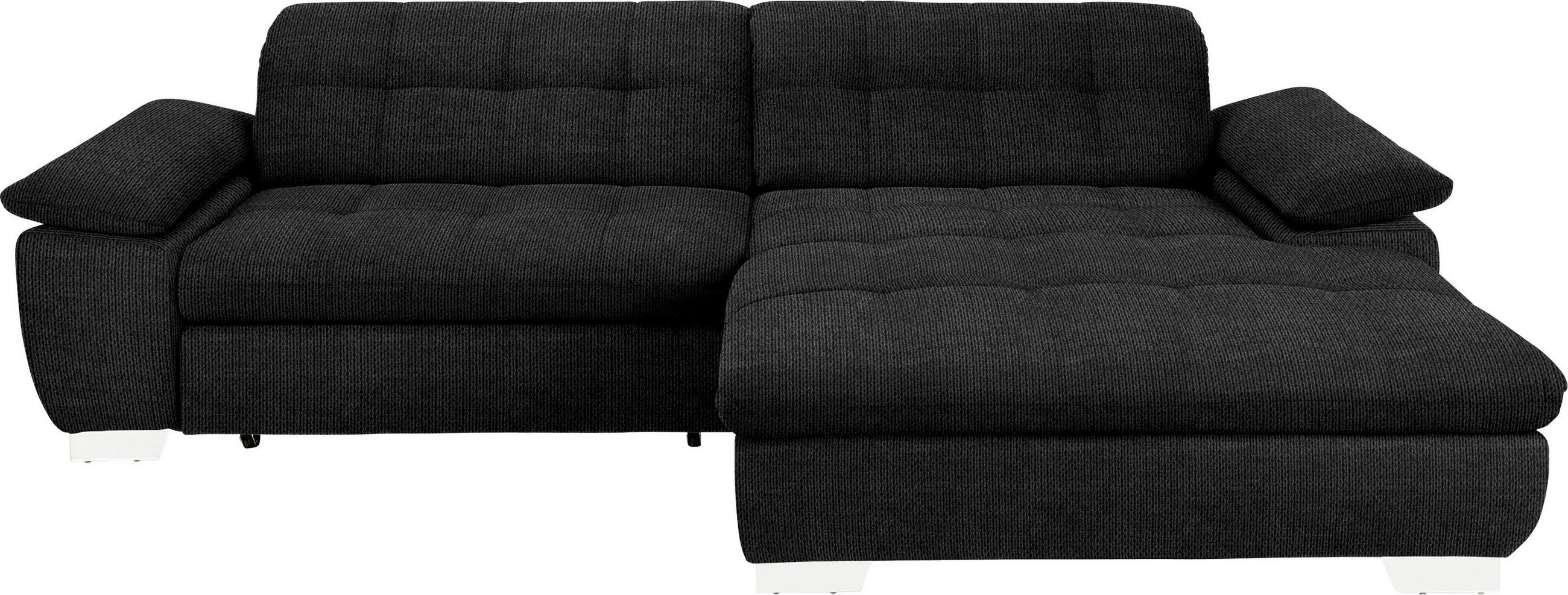 ECKSOFA in Mikrofaser Graphitfarben  - Chromfarben/Graphitfarben, Design, Textil/Metall (265/180cm) - Carryhome