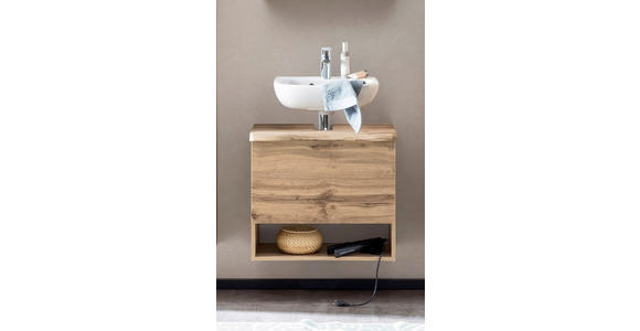 WASCHTISCHUNTERSCHRANK 61/55/40 cm  - Eiche Wotan/Silberfarben, Natur, Holzwerkstoff/Kunststoff (61/55/40cm) - Xora