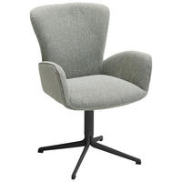 ARMLEHNSTUHL , Stoffauswahl, Typenauswahl, Sitzfläche 360° drehbar, inklusive Armlehnen , Jacquard, Flachgewebe  - Pastellgrün/Schwarz, Design, Textil/Metall (63/92/63cm) - Valdera