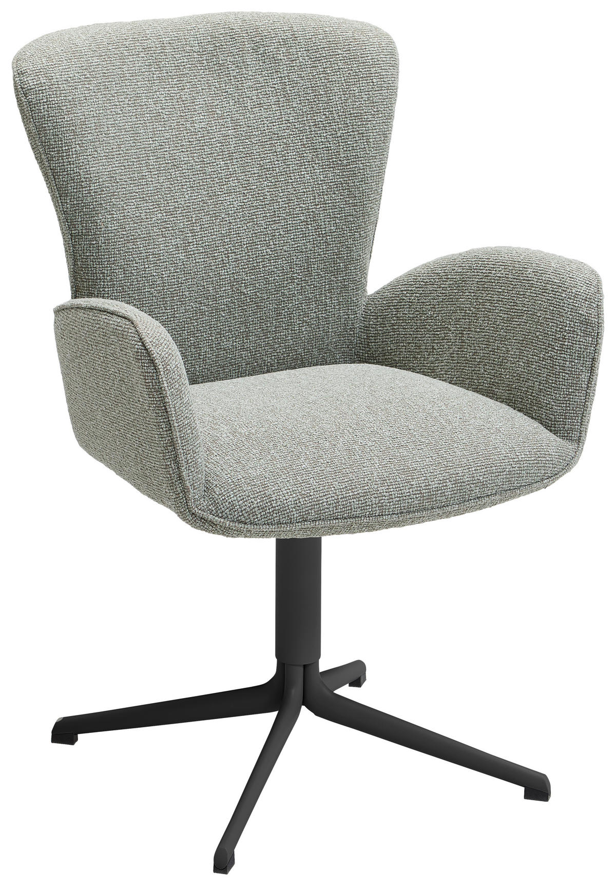 ARMLEHNSTUHL , Stoffauswahl, Typenauswahl, Sitzfläche 360° drehbar, inklusive Armlehnen , Jacquard, Flachgewebe  - Pastellgrün/Schwarz, Design, Textil/Metall (63/92/63cm) - Valdera