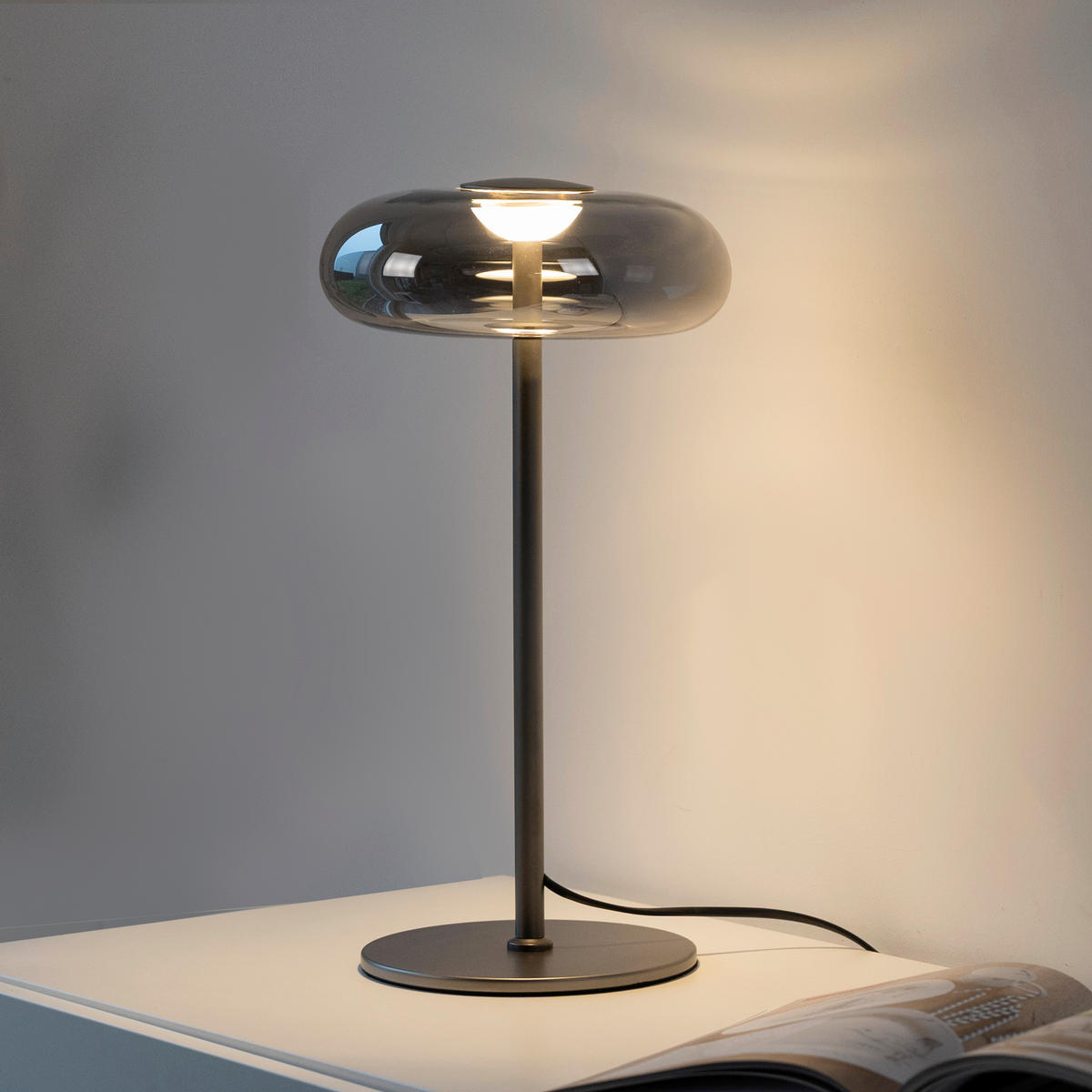 LED-TISCHLEUCHTE SW POSH 22/22/45 cm   - Grau, Design, Glas/Kunststoff (22/22/45cm) - Schöner Wohnen