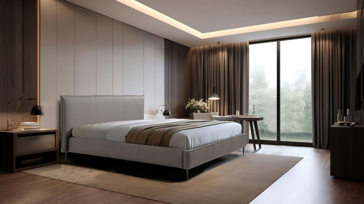 POLSTERBETT 140/200 cm,  in Grau, gepolstertes Kopfteil,  - Schwarzchrom/Grau, KONVENTIONELL, Leder/Metall (140/200cm) - Esposa