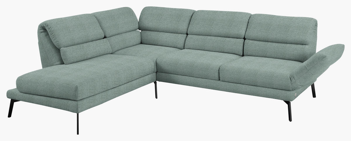 CANAPÉ D'ANGLE in Flachgewebe Salbeigrün  - Salbeigrün/Schwarz, Design, Textil/Metall (212-253/256-363cm) - Dieter Knoll