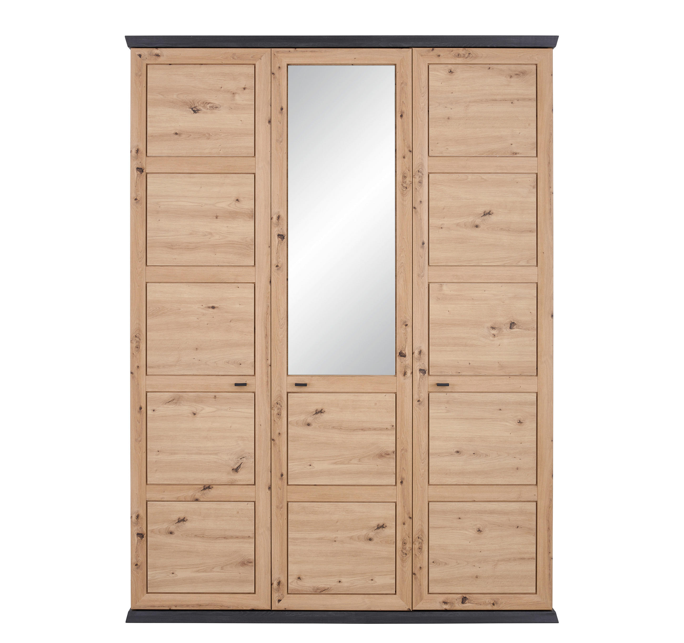 SKRIŇA SO ZRKADLOM, tmavosivá, dub artisan, 154/209/60 cm - dub artisan/niklová, Romantik / Landhaus, kov/kompozitné drevo (154/209/60cm) - Hom`in