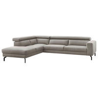 ECKSOFA CALIFORNIA Silberfarben Mikrofaser  - Silberfarben/Schwarz, MODERN, Textil/Metall (233/305cm) - Trendmanufaktur