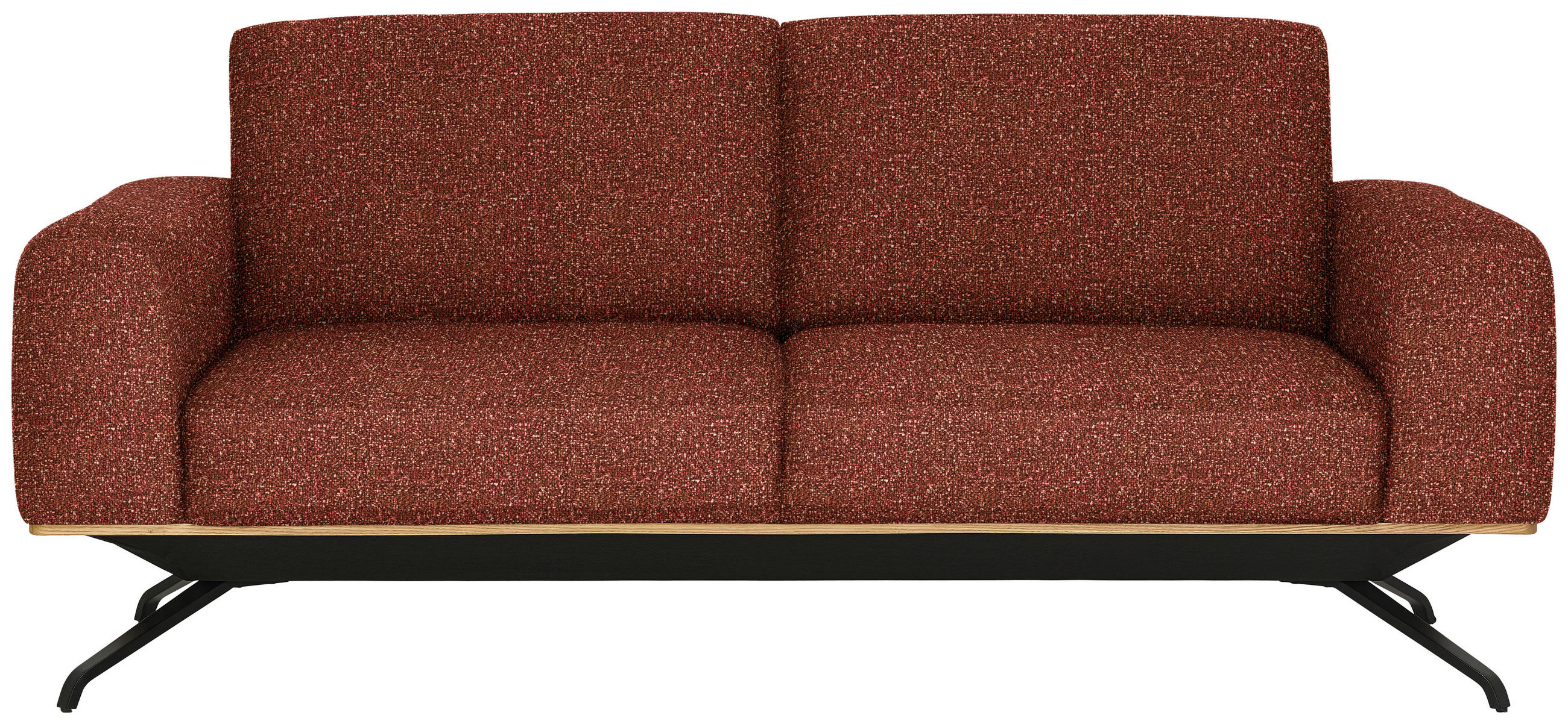 3-SITZER-SOFA Struktur Rostfarben  - Rostfarben/Schwarz, Design, Holz/Textil (196/85-104/95cm) - Novel