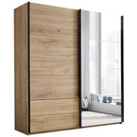 SCHWEBETÜRENSCHRANK  in Eichefarben  - Eichefarben/Schwarz, MODERN, Glas/Holzwerkstoff (215/225,5/60,5cm) - Xora