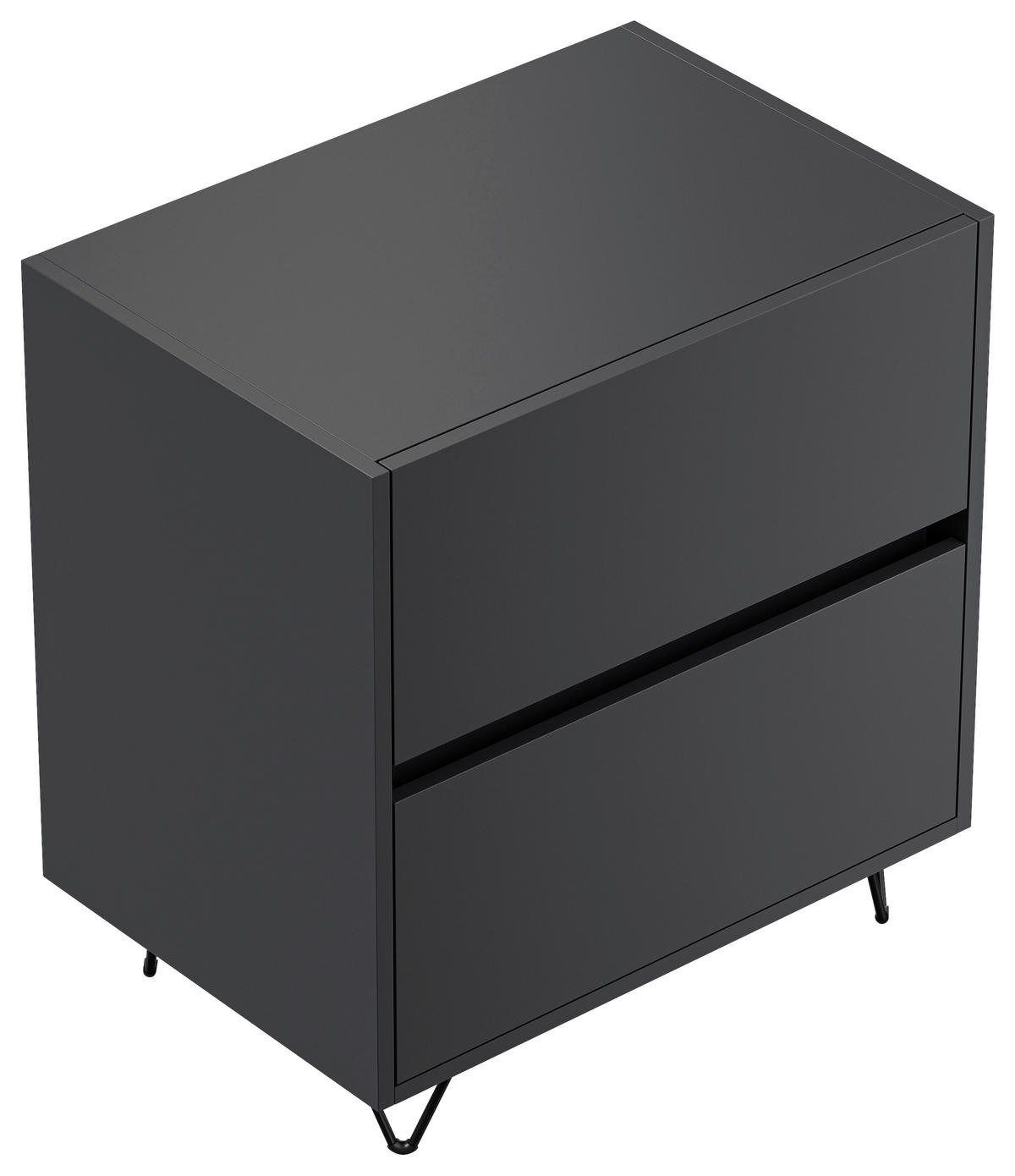 NACHTTISCH 61,2/65/42 cm  in Graphitfarben  - Graphitfarben/Schwarz, Basics, Holzwerkstoff/Metall (61,2/65/42cm) - MID.YOU