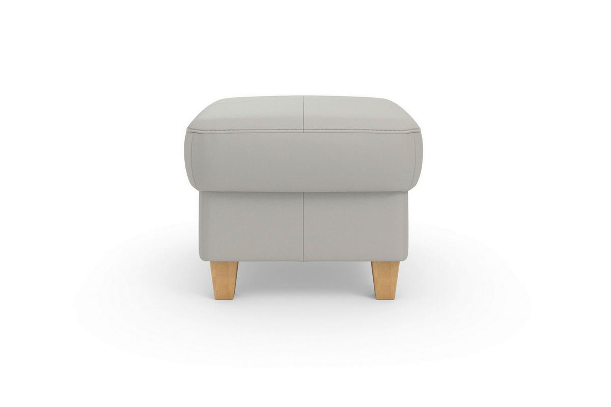 TABURETKA, koža, 58/48/58 cm - farba duba/svetlosivá, Basics, koža/drevo (58/48/58cm) - Sit & More