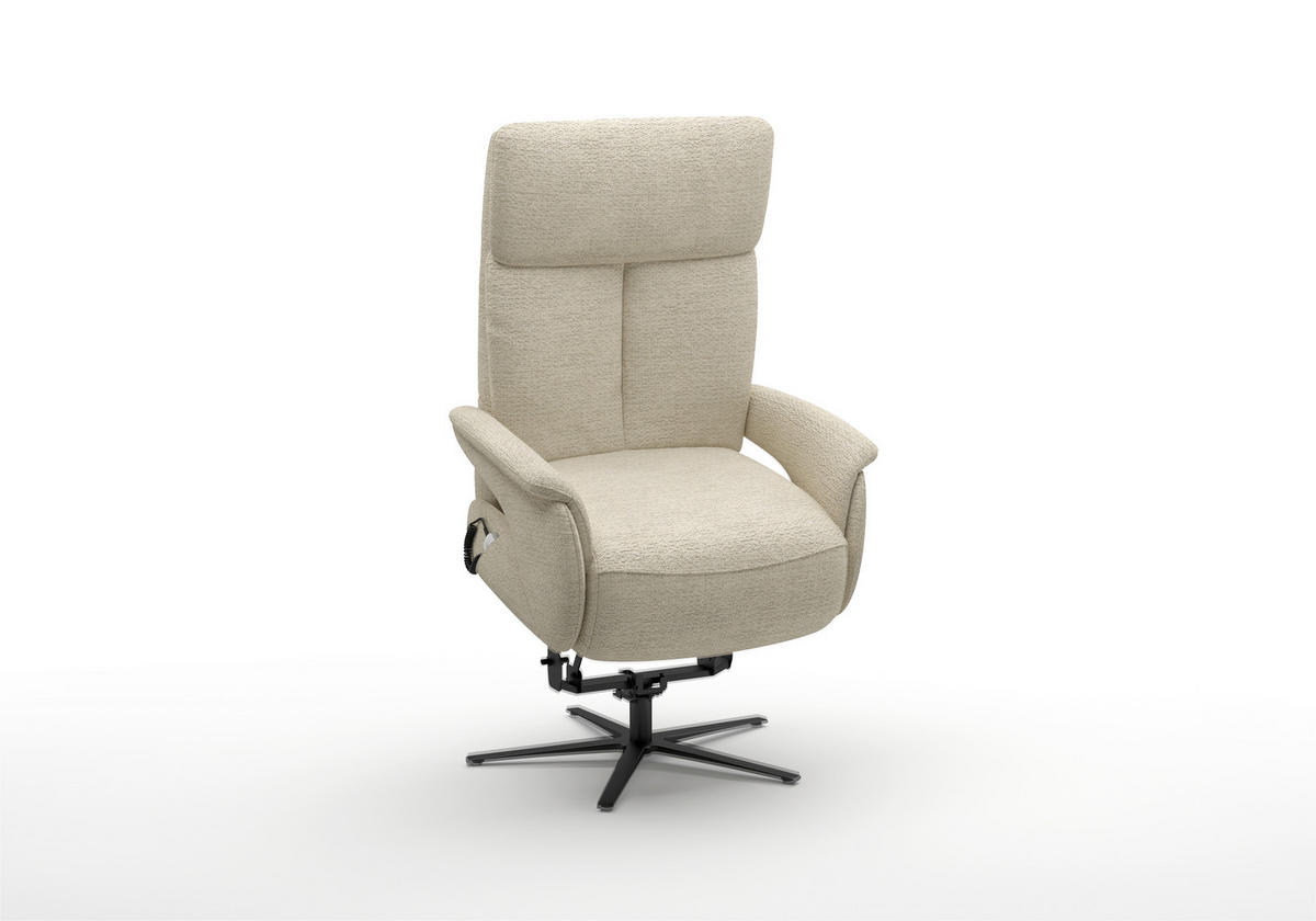RELAXSESSEL TV TRIPLE SEVEN XTRA LARGE S1 Chenille Kopfteilverstellung, Aufstehhilfe, Fußteilverstellung, Rücken echt    - Sandfarben/Schwarz, Basics, Textil/Metall (86/111/86cm) - Sit & More