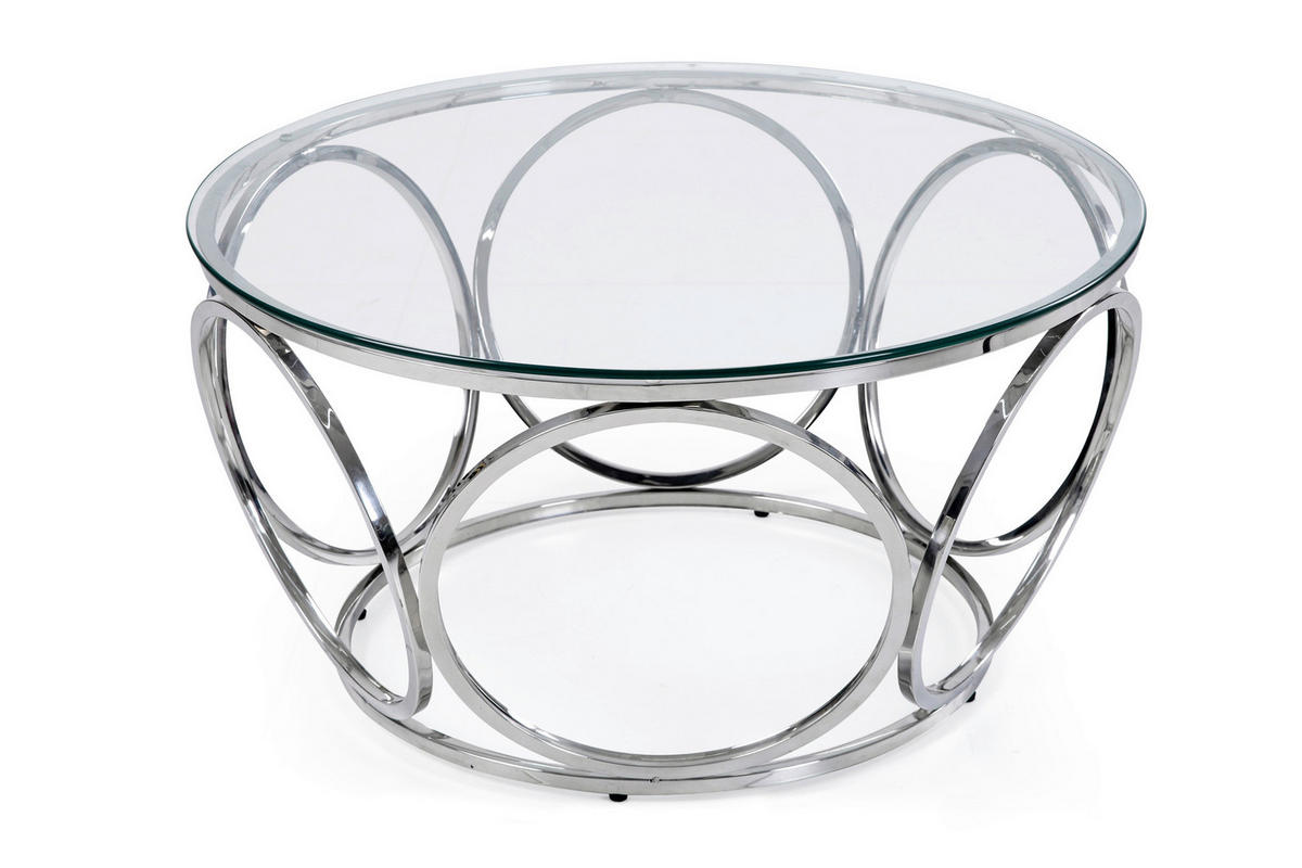 COUCHTISCH Sicherheitsglas, Klarglas 80/80/40 cm rund Klar, Silberfarben  - Klar/Silberfarben, Design, Glas/Metall (80/80/40cm) - Livetastic