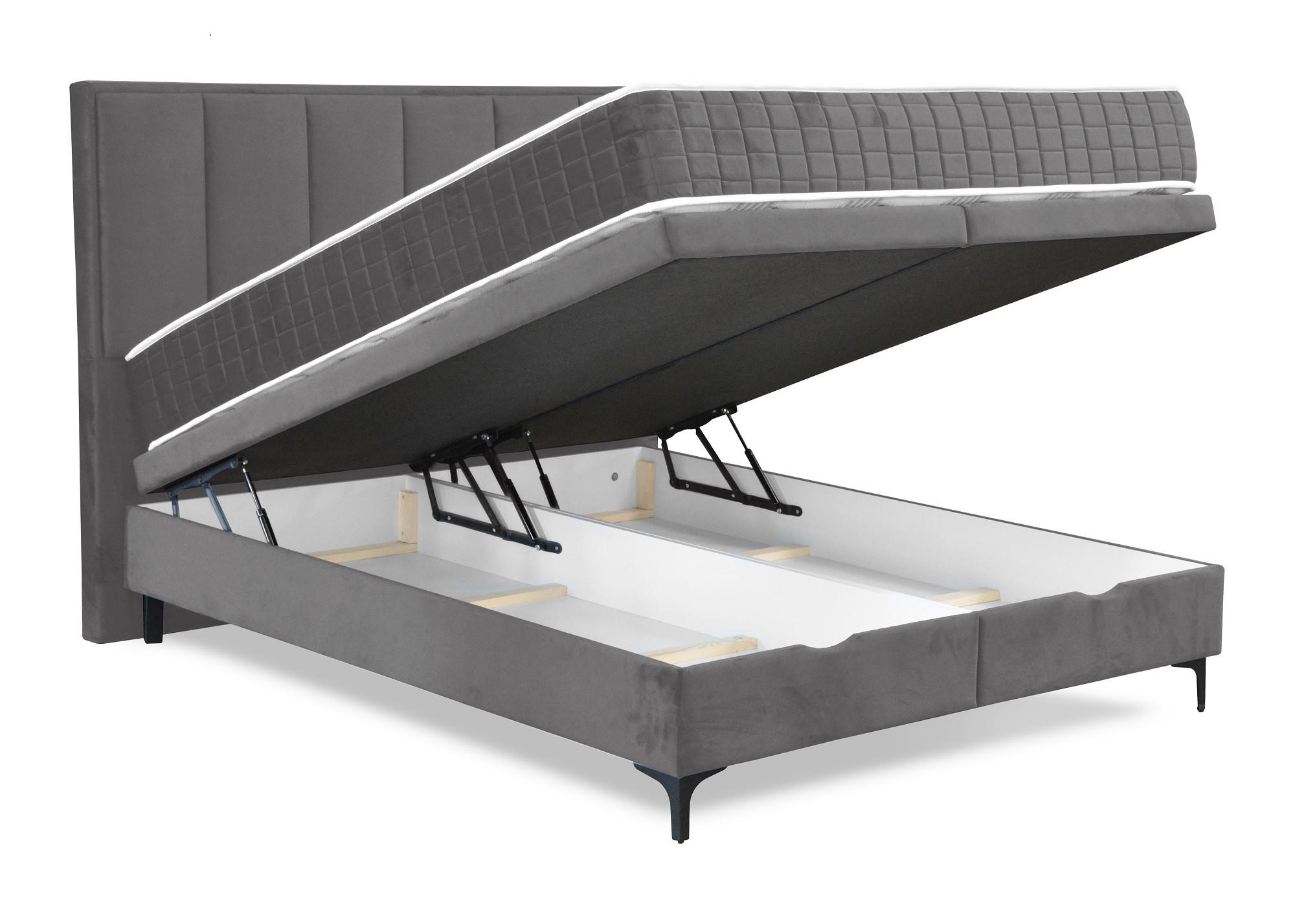 BOX KREVET 160/200 cm     siva  - siva/crna, Moderno, drvni materijal/drvo (160/200cm) - Hom`in
