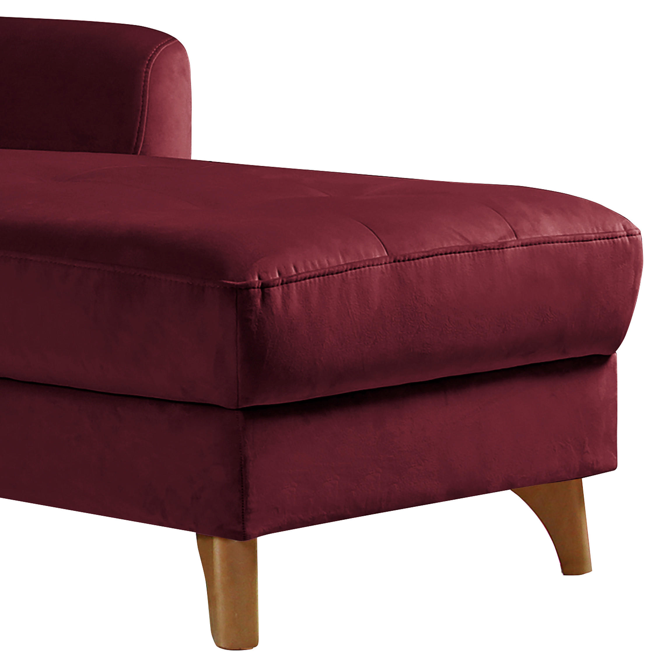 ECKSOFA Rot Samt  - Buchefarben/Rot, Design, Holz/Textil (238/168cm) - Livetastic