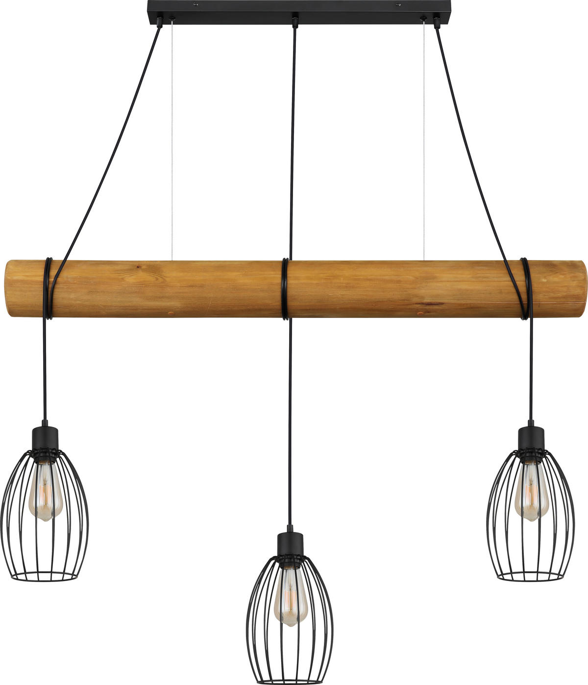 HÄNGELEUCHTE 115/16/150 cm   - Schwarz, Trend, Holz/Metall (115/16/150cm) - Collet's Monde