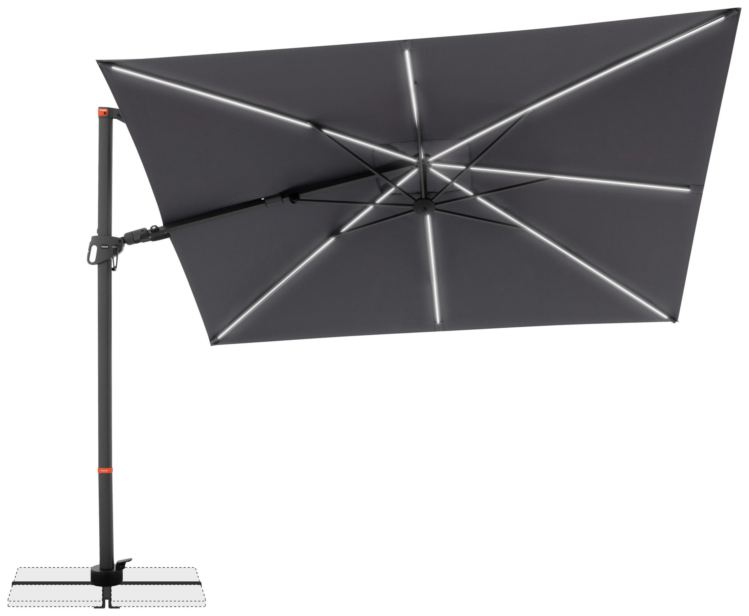 AMPELSCHIRM 300x220 cm Anthrazit  - Anthrazit, Basics, Textil/Metall (300/220cm) - Doppler