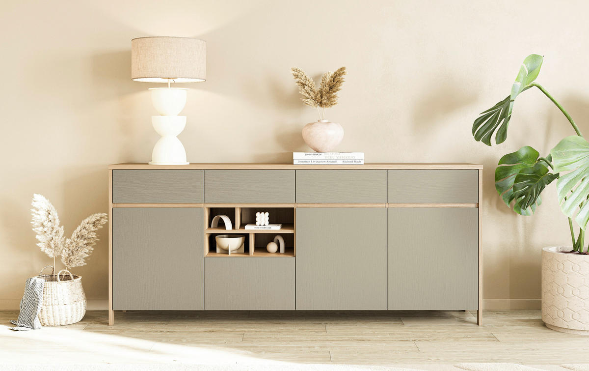 SIDEBOARD  193/85/39 cm 4 Schublade(n)  - Eukalyptusholzfarben/Eichefarben, Design, Holzwerkstoff (193/85/39cm) - MID.YOU