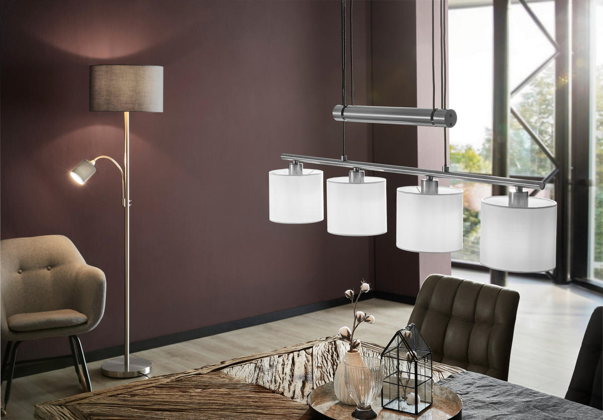 STOJACIA LAMPA, 40/170 cm  - sivá/niklová, Konventionell, kov/textil (40/170cm) - Trio Leuchten