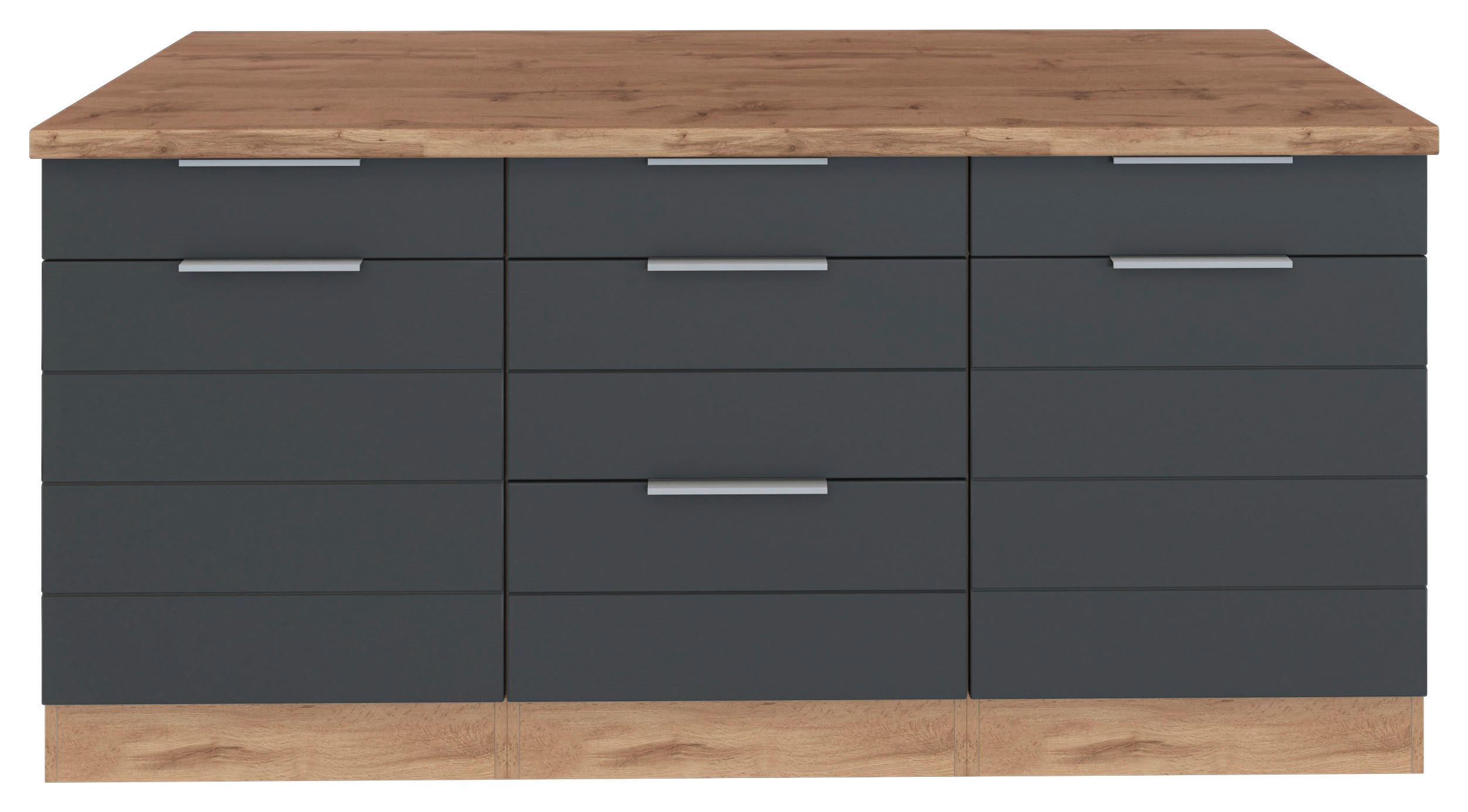 KÜCHENUNTERSCHRANK 180/86/60 cm  in Grau, Eiche Wotan  - Eiche Wotan/Grau, Design, Holzwerkstoff/Metall (180/86/60cm) - Held