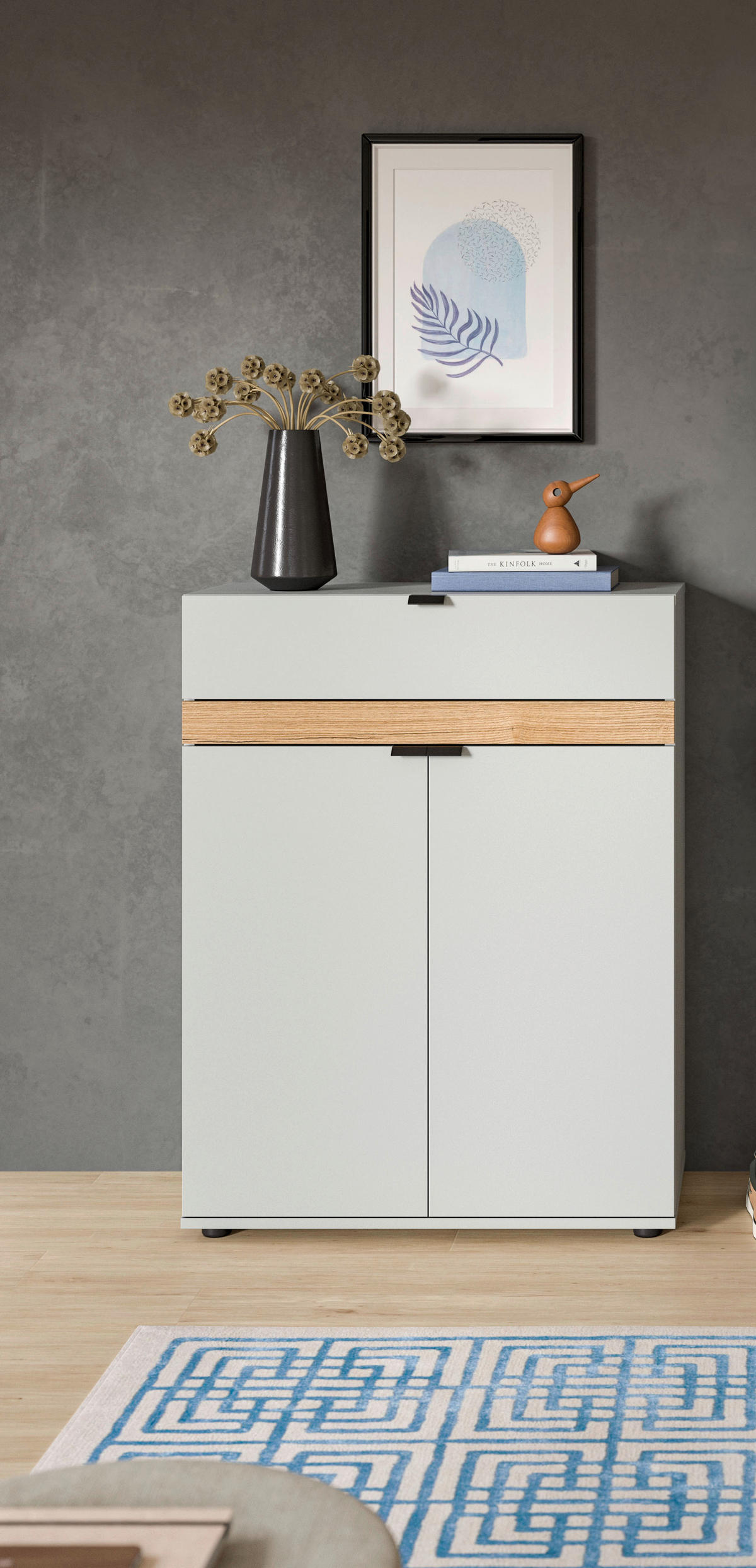 SCHUHSCHRANK Grau, Eiche dunkel  - Eiche dunkel/Schwarz, Design, Holzwerkstoff/Kunststoff (75/98/37cm) - Livetastic