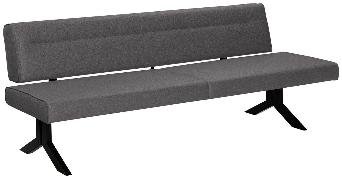 SITZBANK in Metall, Textil Grau  - Schwarz/Grau, Konventionell, Textil/Metall (220/87/70-86cm) - Moderano