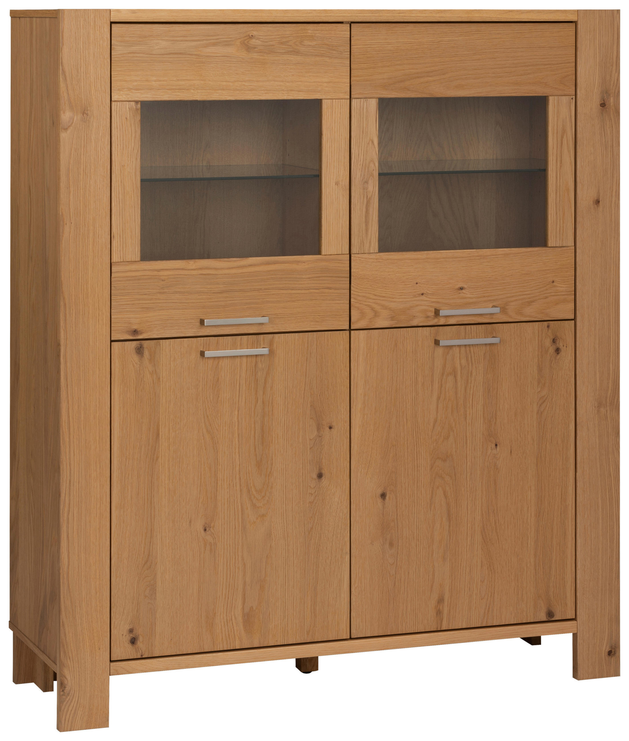 VITRINE in furniert Eiche Klar, Naturfarben  - Klar/Silberfarben, Design, Glas/Holz (121/40/143cm) - MID.YOU