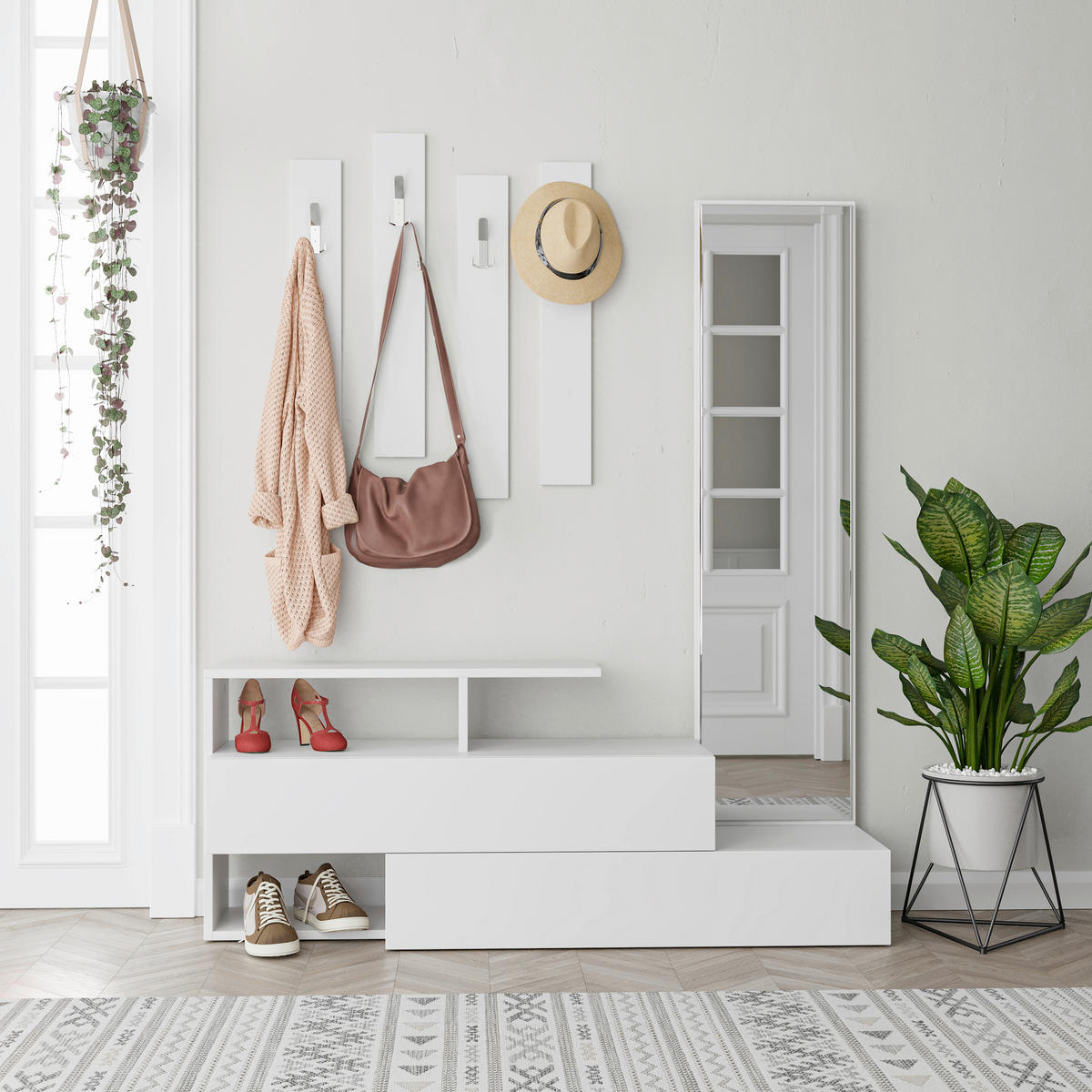 KLEIDERSTÄNDER Weiss 137/154/35 cm   - Weiss, Design, Holzwerkstoff (137/154/35cm) - Livetastic