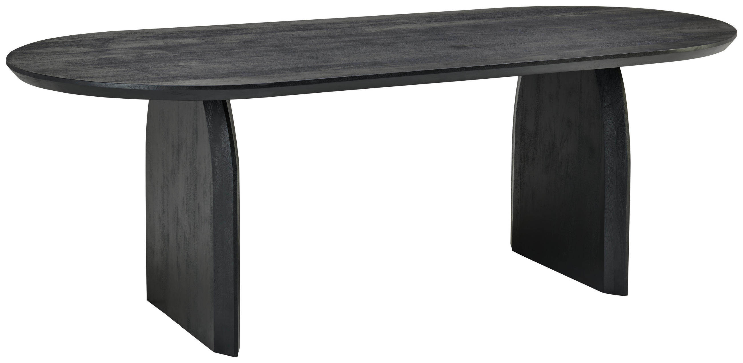 ESSTISCH Mangoholz teilmassiv oval Schwarz  - Schwarz, MODERN, Holz (220/76/100cm) - MID.YOU