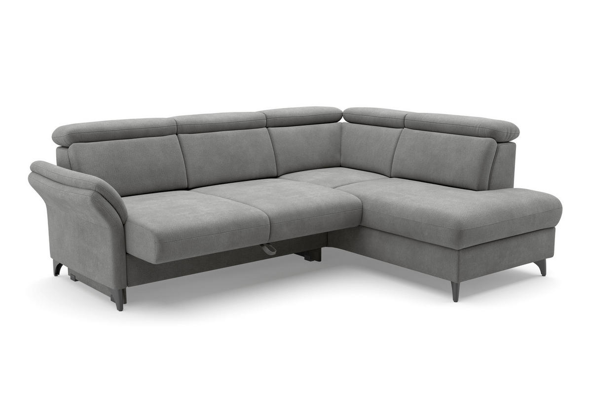 ECKSOFA Flachgewebe Grau  - Schwarz/Grau, Konventionell, Textil/Metall (247/193cm) - Sit & More