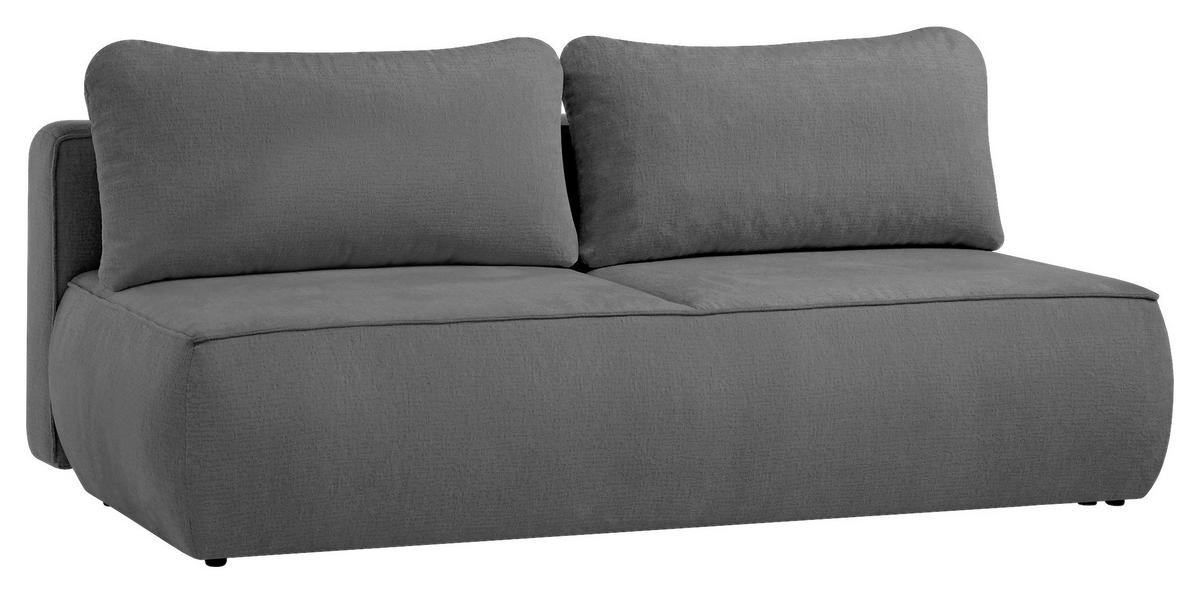 SCHLAFSOFA Jacquard Dunkelgrau  inkl. Rückenkissen, Bettkasten, Schlaffunktion, Rücken echt, Liegefläche im Originalstoff  - Dunkelgrau/Schwarz, KONVENTIONELL, Kunststoff/Textil (210/92/100cm) - Milino